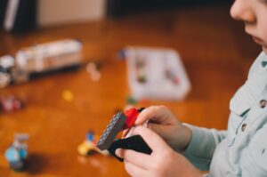 a child playing with legos