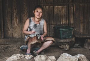 A woman working