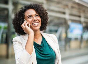 A woman talking on a cell phone