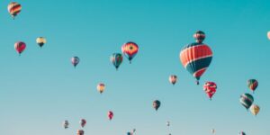 Several hot air balloons in the sky